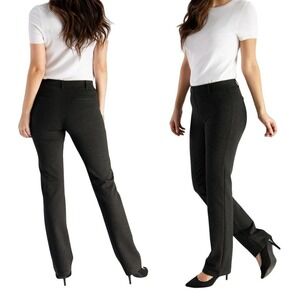 Betabrand LONG Classic Dress Yoga Pant Straight Charcoal Grey Ponte Medium Long